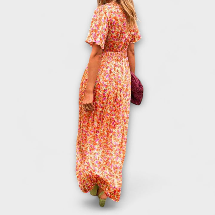 Sandra - Elegantní Maxi Šaty s V výstřihem