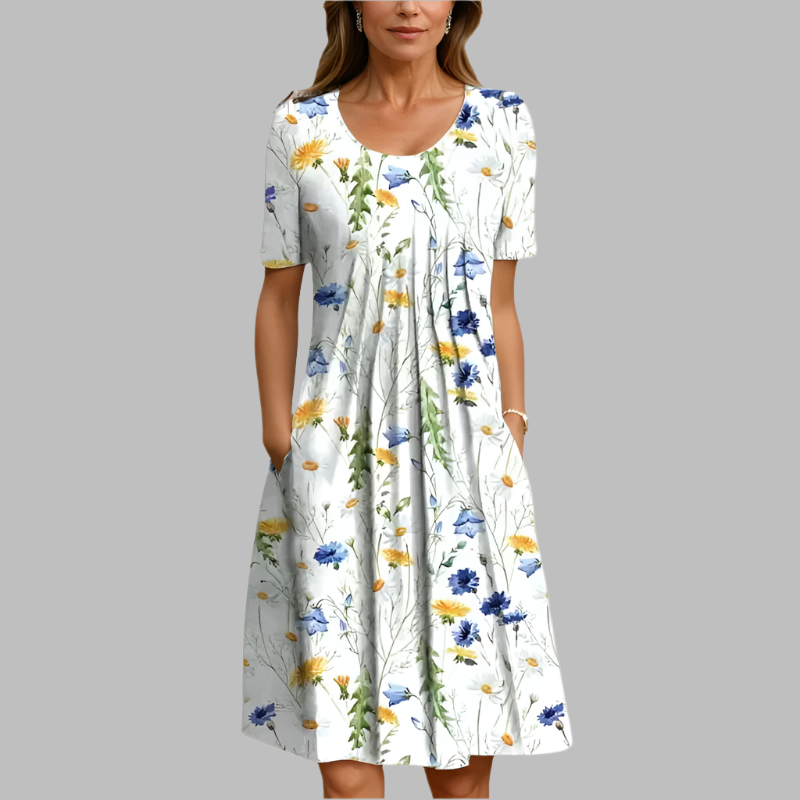 Marielle – Letní šaty s květinovým vzorem a kapsami