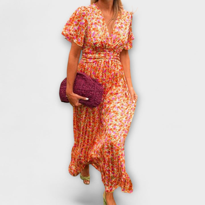 Sandra - Elegantní Maxi Šaty s V výstřihem