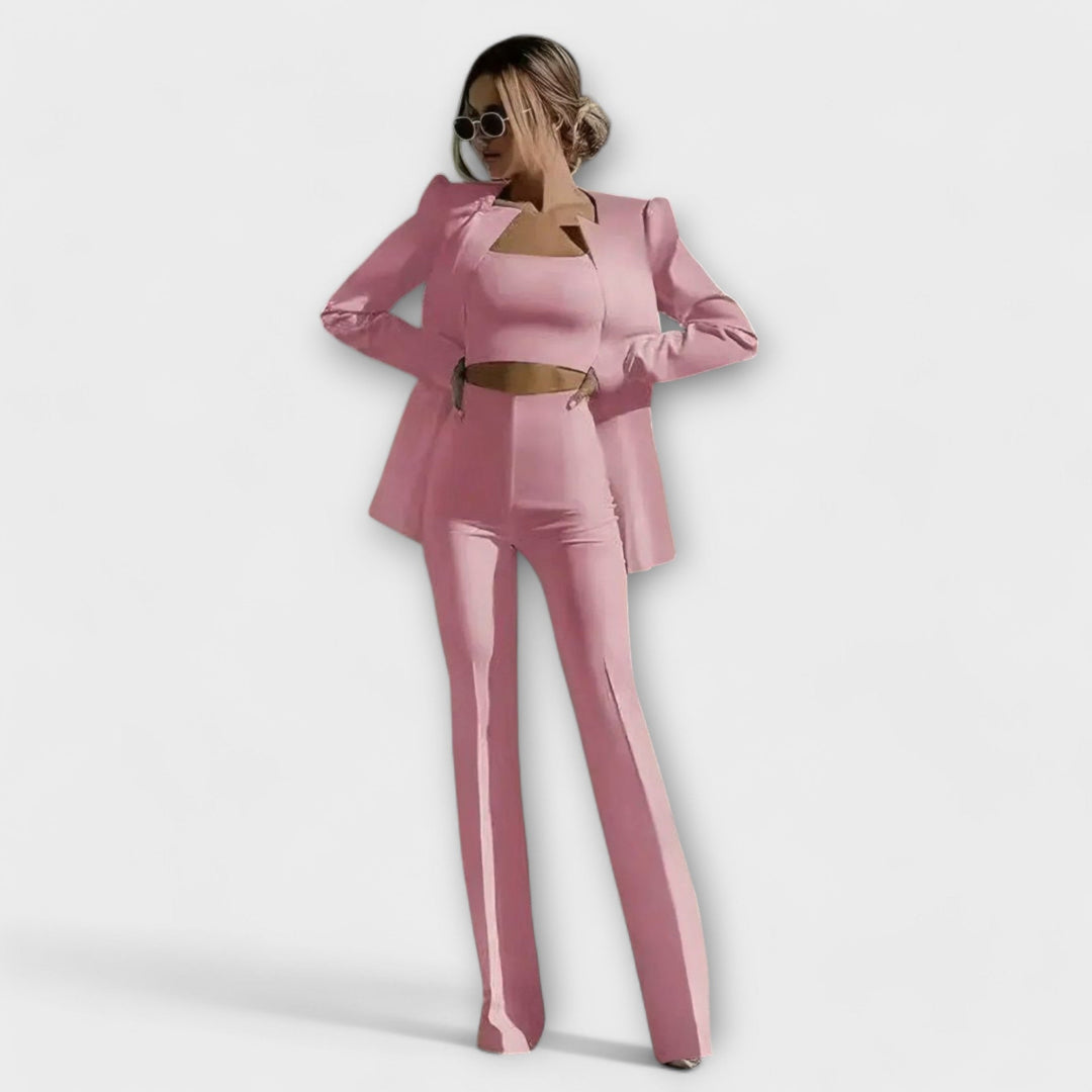 Stylová 3-dílná souprava (Sako, Top, Kalhoty)