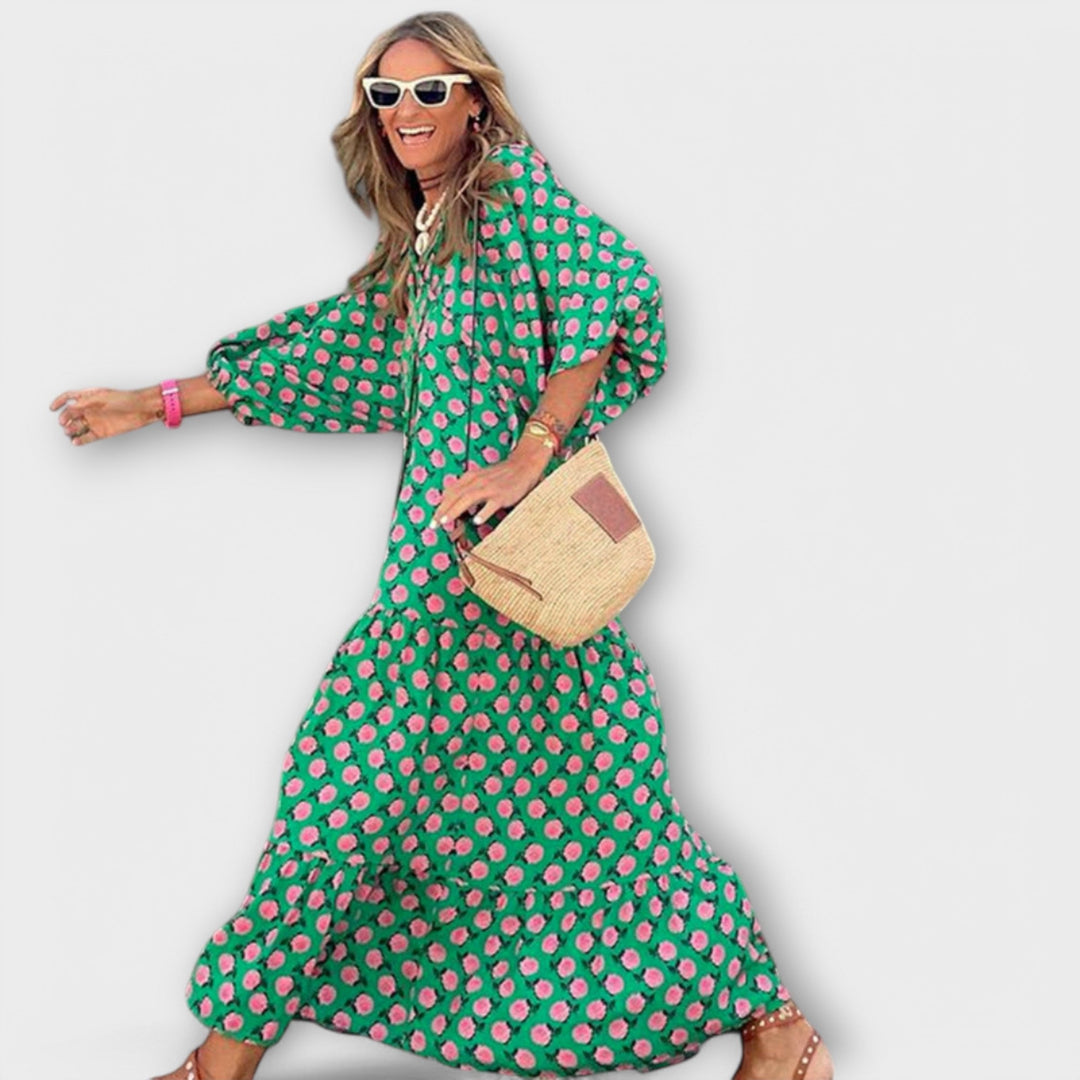 Elegantní Geometrická Maxi Šaty