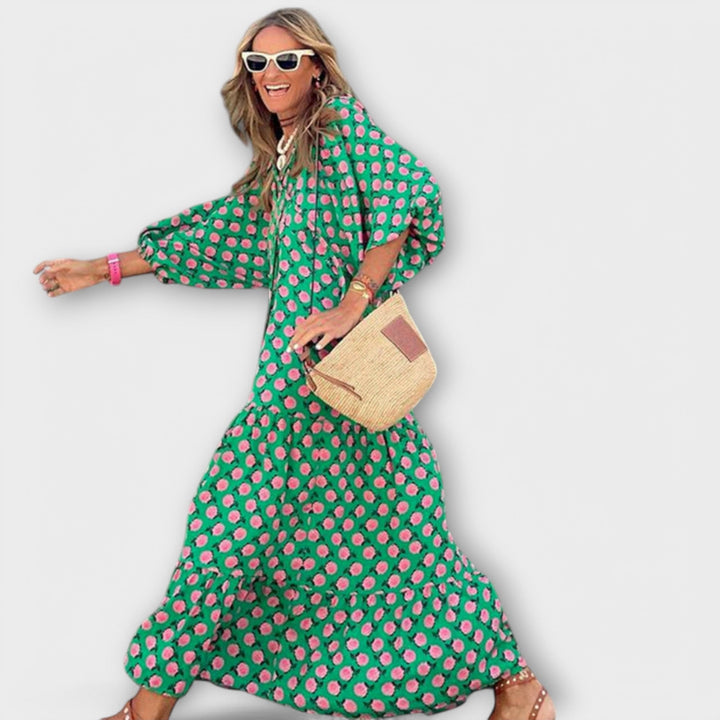 Elegantní Geometrická Maxi Šaty