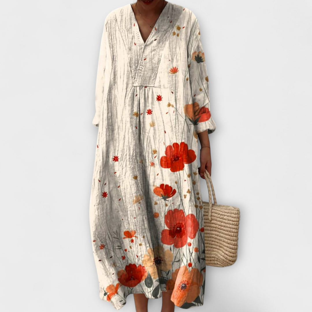 Dámské nádherné květinové vzory umělecký tisk bavlněné šaty