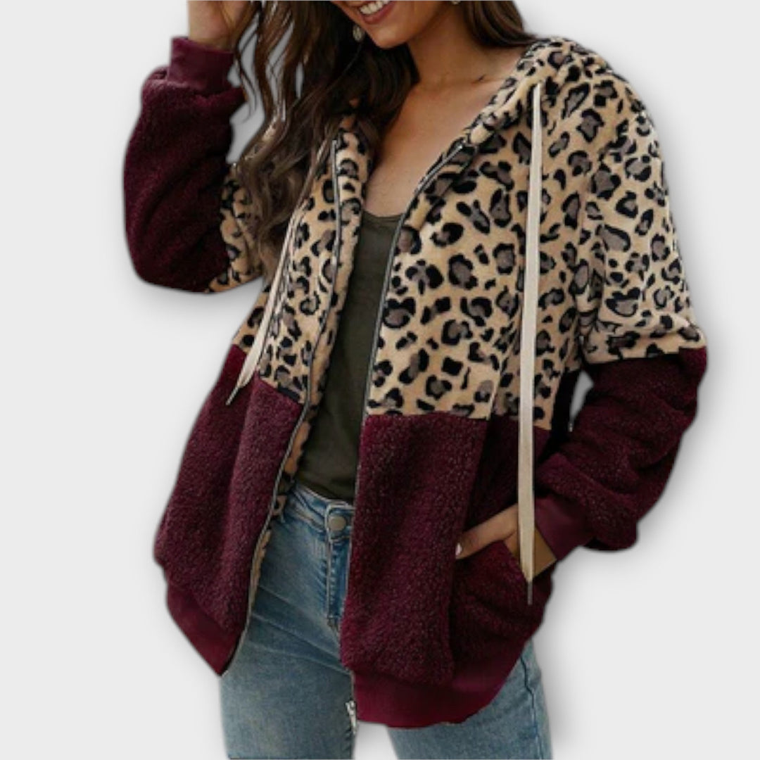 Fleece mikina s leopardím designem