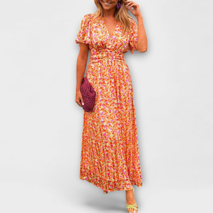 Sandra - Elegantní Maxi Šaty s V výstřihem