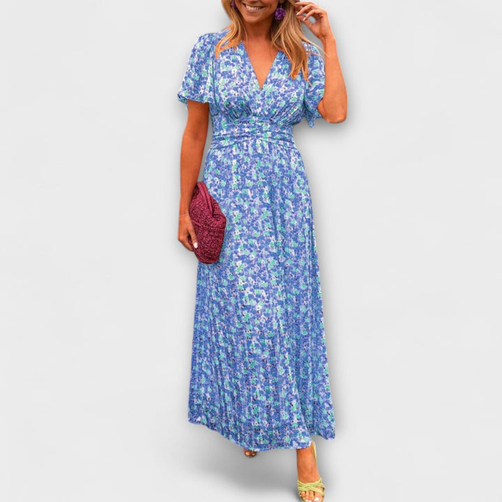 Sandra - Elegantní Maxi Šaty s V výstřihem