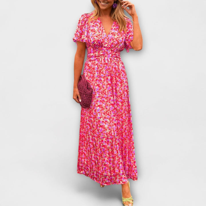 Sandra - Elegantní Maxi Šaty s V výstřihem