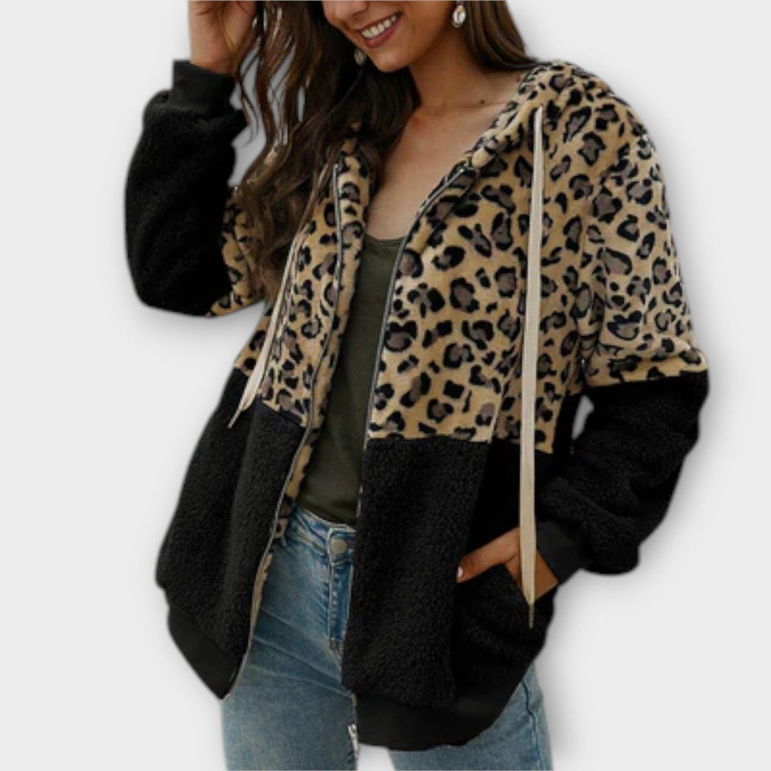 Fleece mikina s leopardím designem